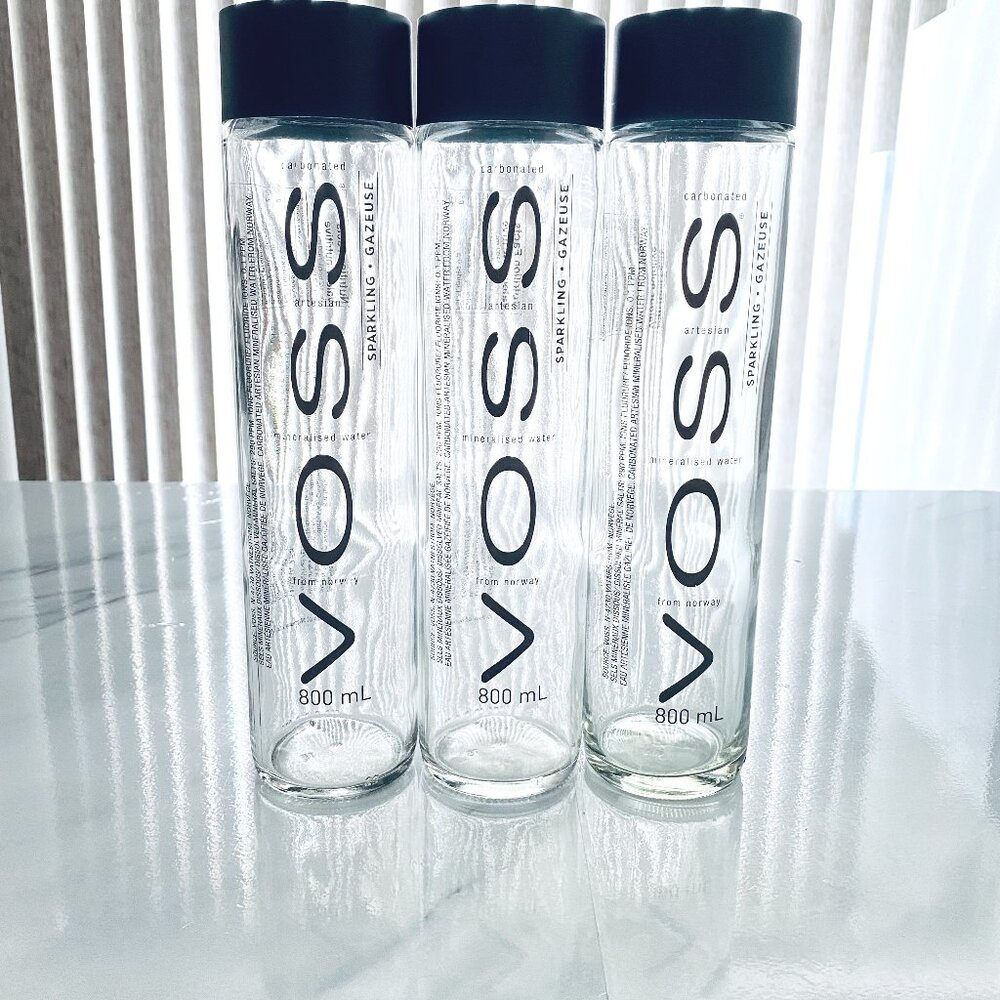 Voss Artesian Empty Glass Water Bottle 800 ml - Set of 3 - Dark Grey
